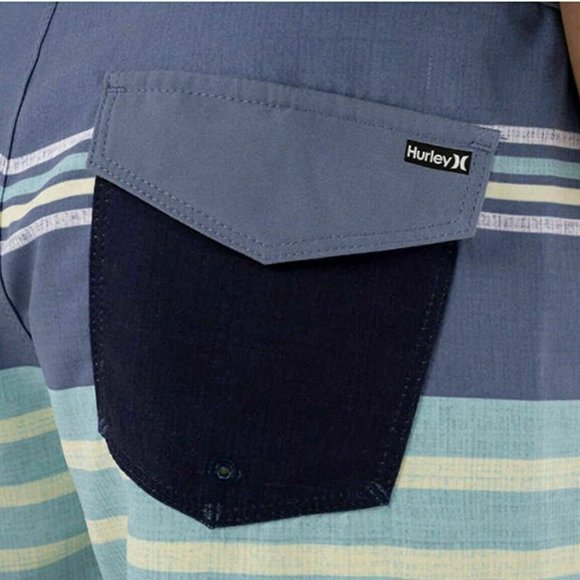 Hurley Kids' Boys' Youth Striped Logo Boardshorts  Navy Lime 18 - Picture 6 of 7